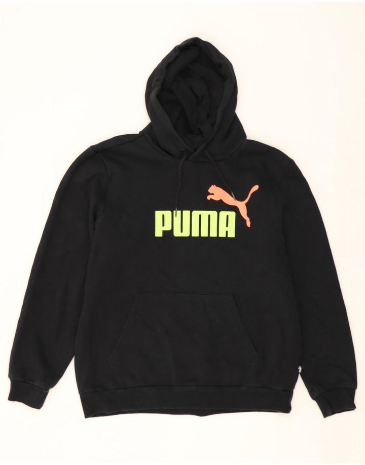 PUMA Mens Graphic Hoodie Jumper Large Black Vintage Puma and Second-Hand Puma from Messina Hembry 