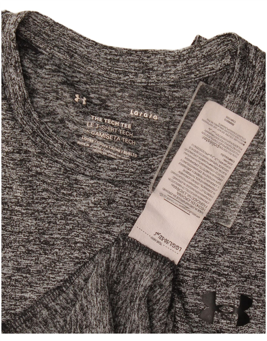 Under Armour Herre T-Shirt Top Stor Grå Flecked Polyester