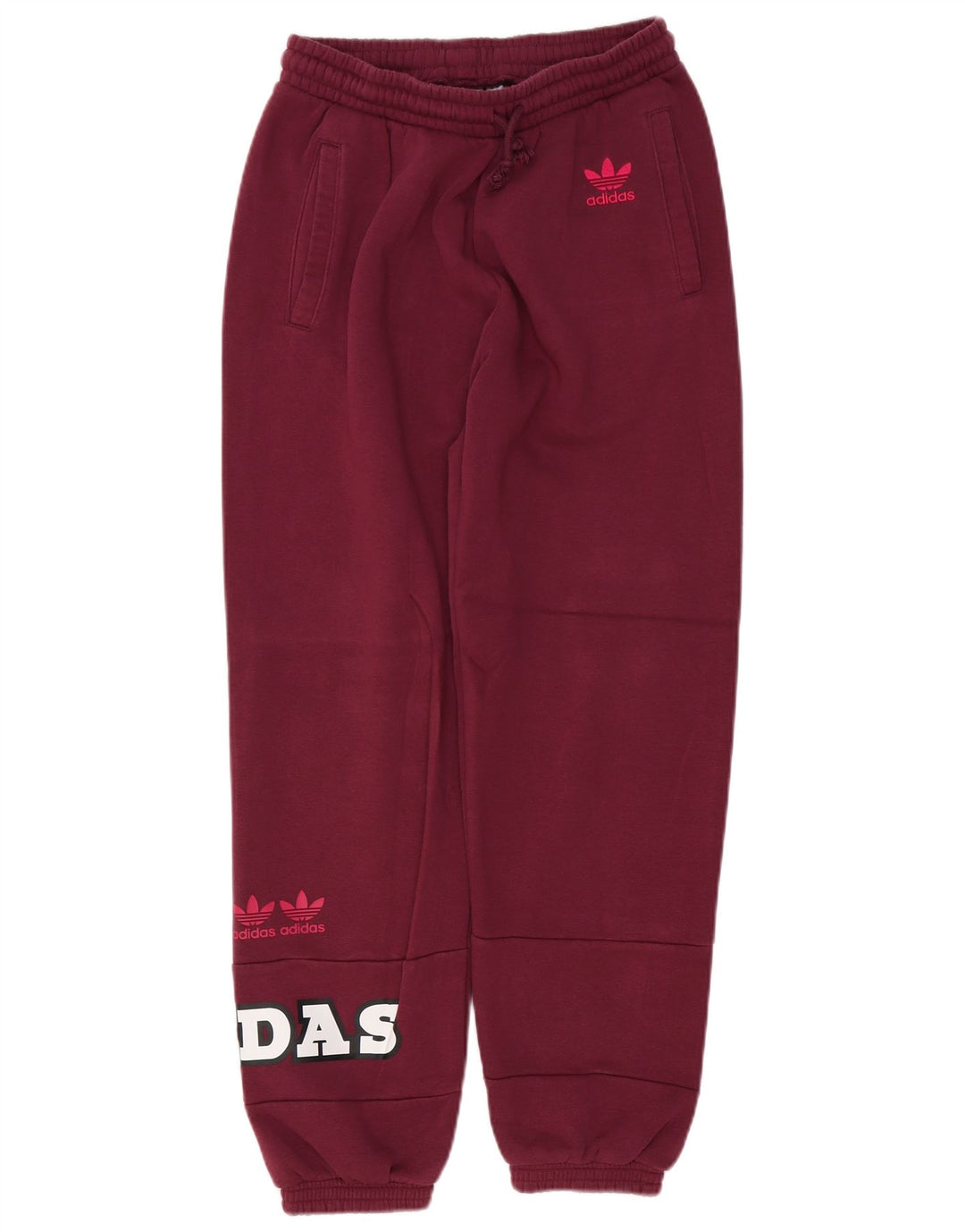 ADIDAS Grafisk træningsdragt til kvinder Joggers UK 12 Medium Burgundy
