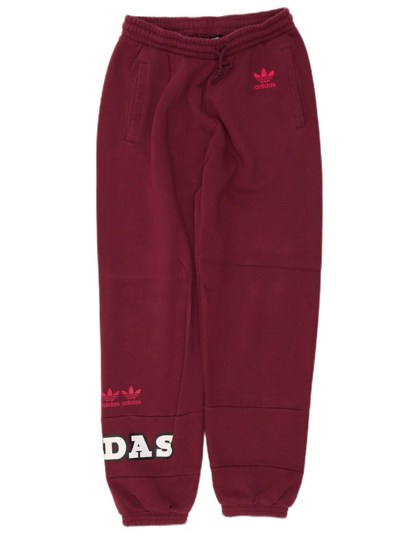 ADIDAS Grafisk træningsdragt til kvinder Joggers UK 12 Medium Burgundy
