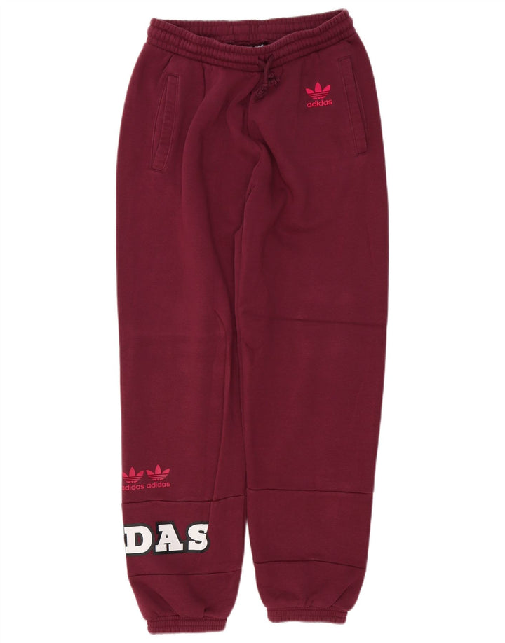 ADIDAS Grafisk træningsdragt til kvinder Joggers UK 12 Medium Burgundy