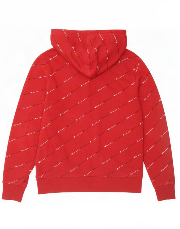 Champion Dame Grafisk Hoodie Jumper UK 16 Large Red Bomuld
