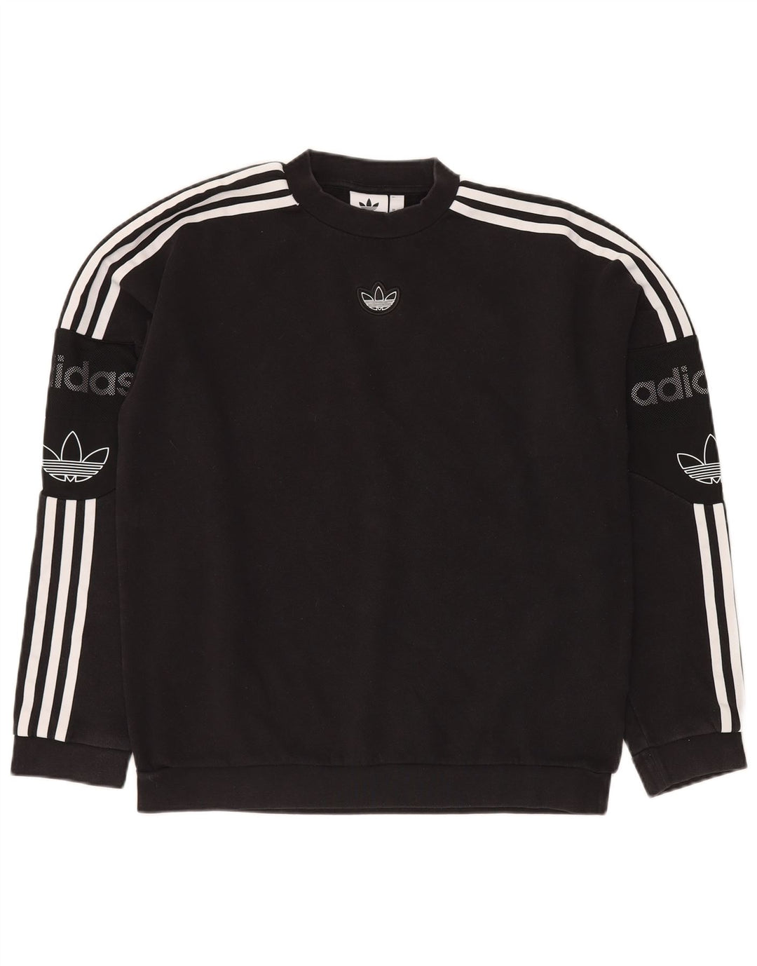 ADIDAS Herre Loose Fit Grafisk Sweatshirt Jumper Lille sort bomuld