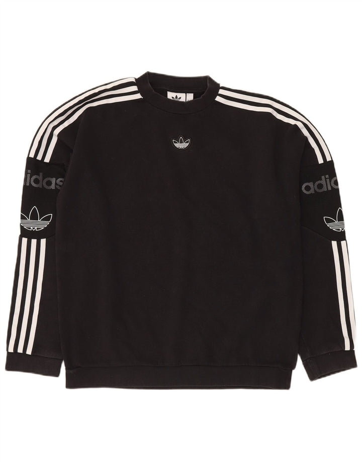ADIDAS Herre Loose Fit Grafisk Sweatshirt Jumper Lille sort bomuld