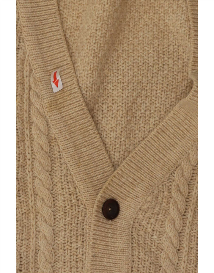 Tænk Pink Herre Cardigan Sweater IT 48 Medium Beige Lammeuld