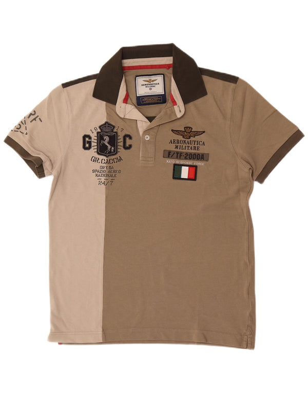 Aeronautica Militare Herre grafisk rugby poloshirt Medium Khaki Colourblock