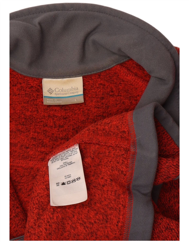 Columbia herre cardigan sweater stor orange flækket polyester