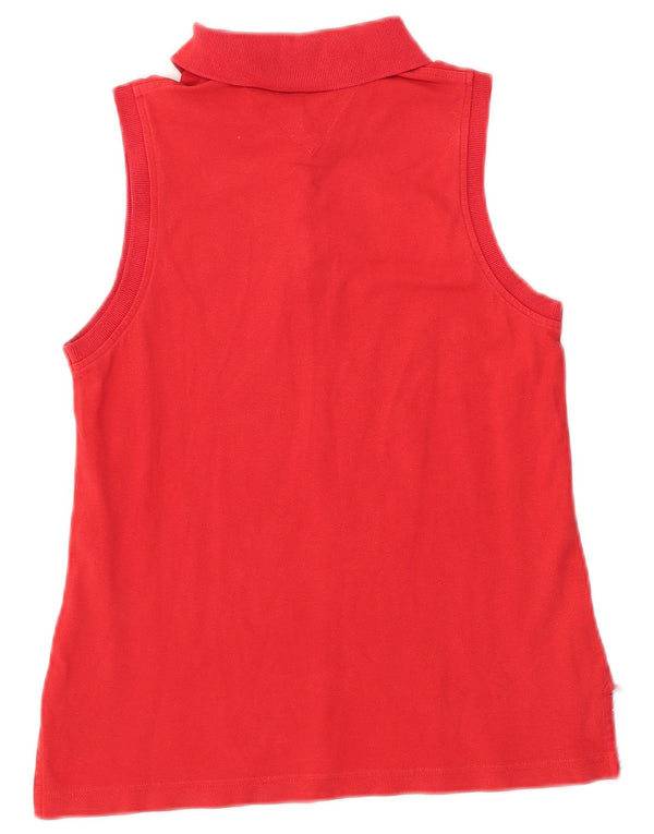 Tommy Hilfiger Dame ærmeløs poloshirt UK 12 Medium Rød Bomuld
