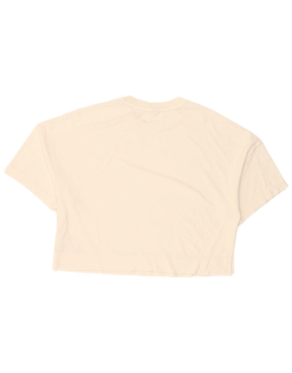 Puma Womens Crop T-Shirt Top UK 14 Medium White Bomuld