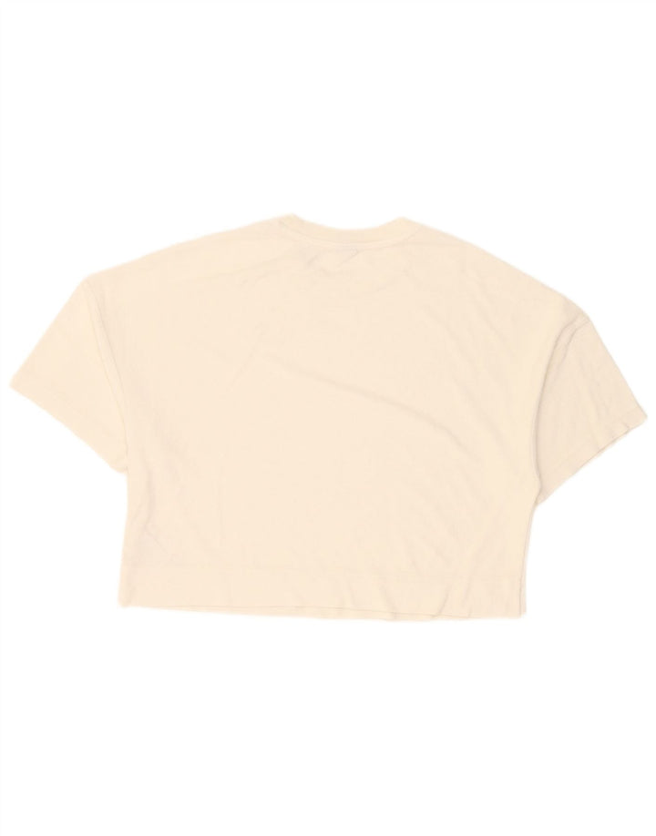 Puma Womens Crop T-Shirt Top UK 14 Medium White Bomuld
