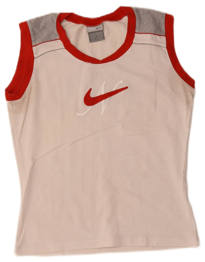 Nike Dame Grafisk Vest Top UK 8/10 Small White Colourblock