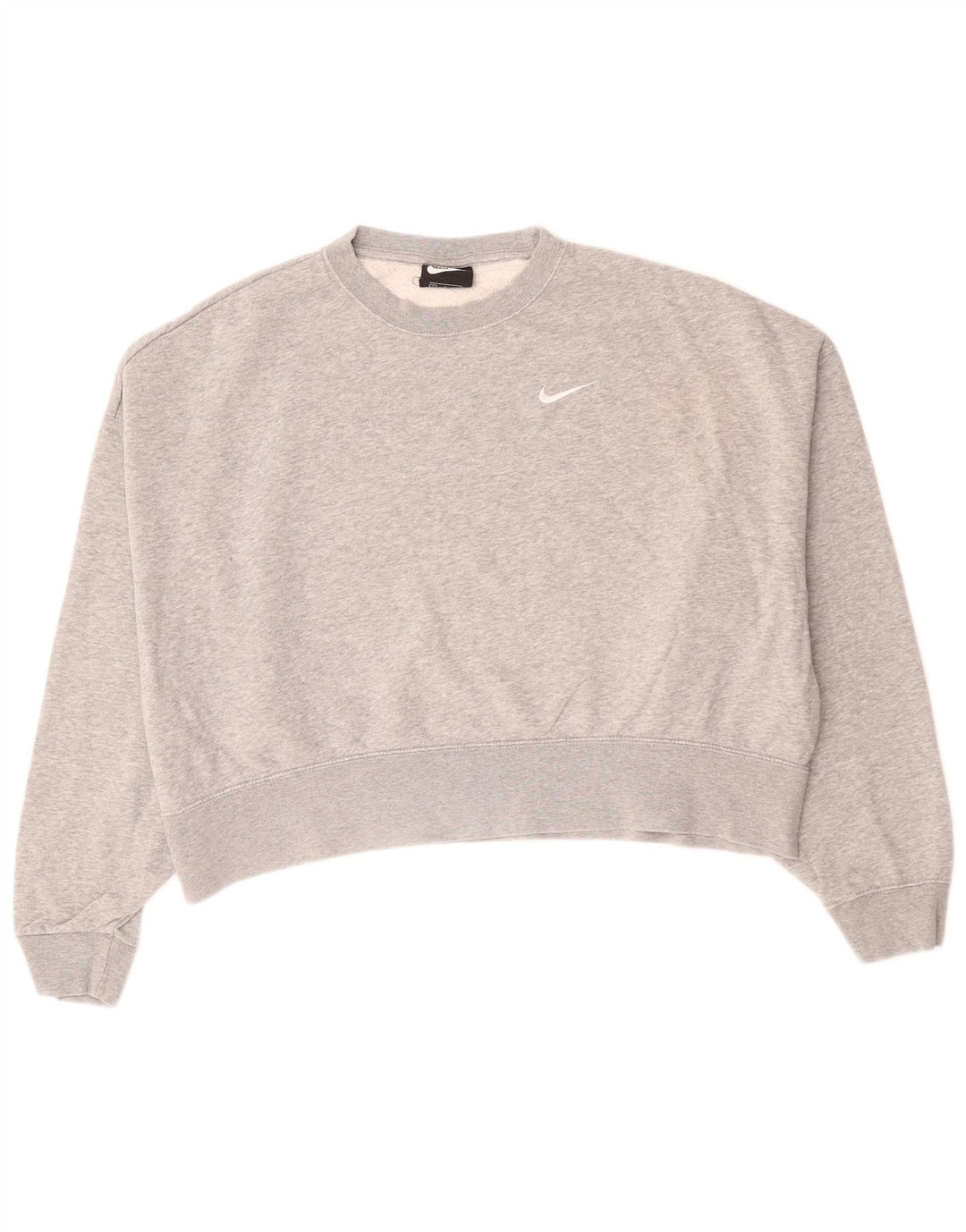 NIKE Womens Oversized Crop Sweatshirt Jumper UK 10 Small Grey Bomuld