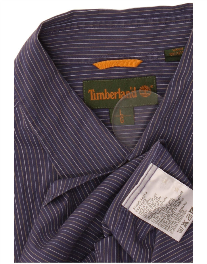 Timberland herreskjorte stor marineblå nålestribet bomuld