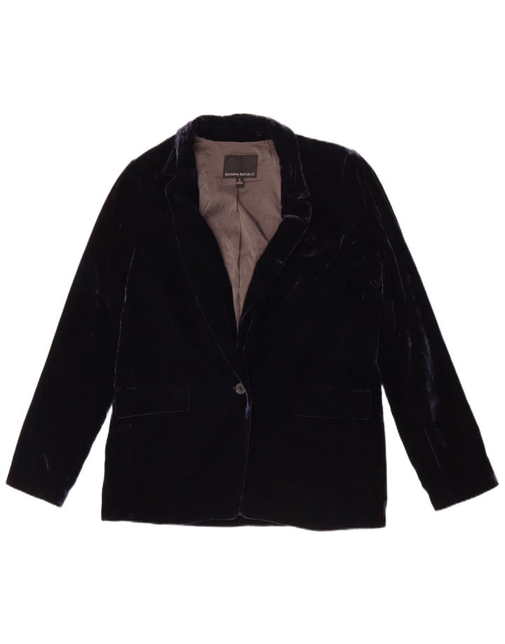 Banana Republic Dame 1-knap Velvet Blazer Jacket US 6 Medium Navy Blue