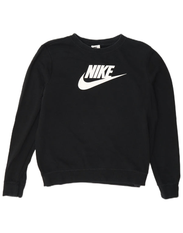Nike Womens Grafisk Oversized Sweatshirt Jumper UK 10 Small Black Bomuld