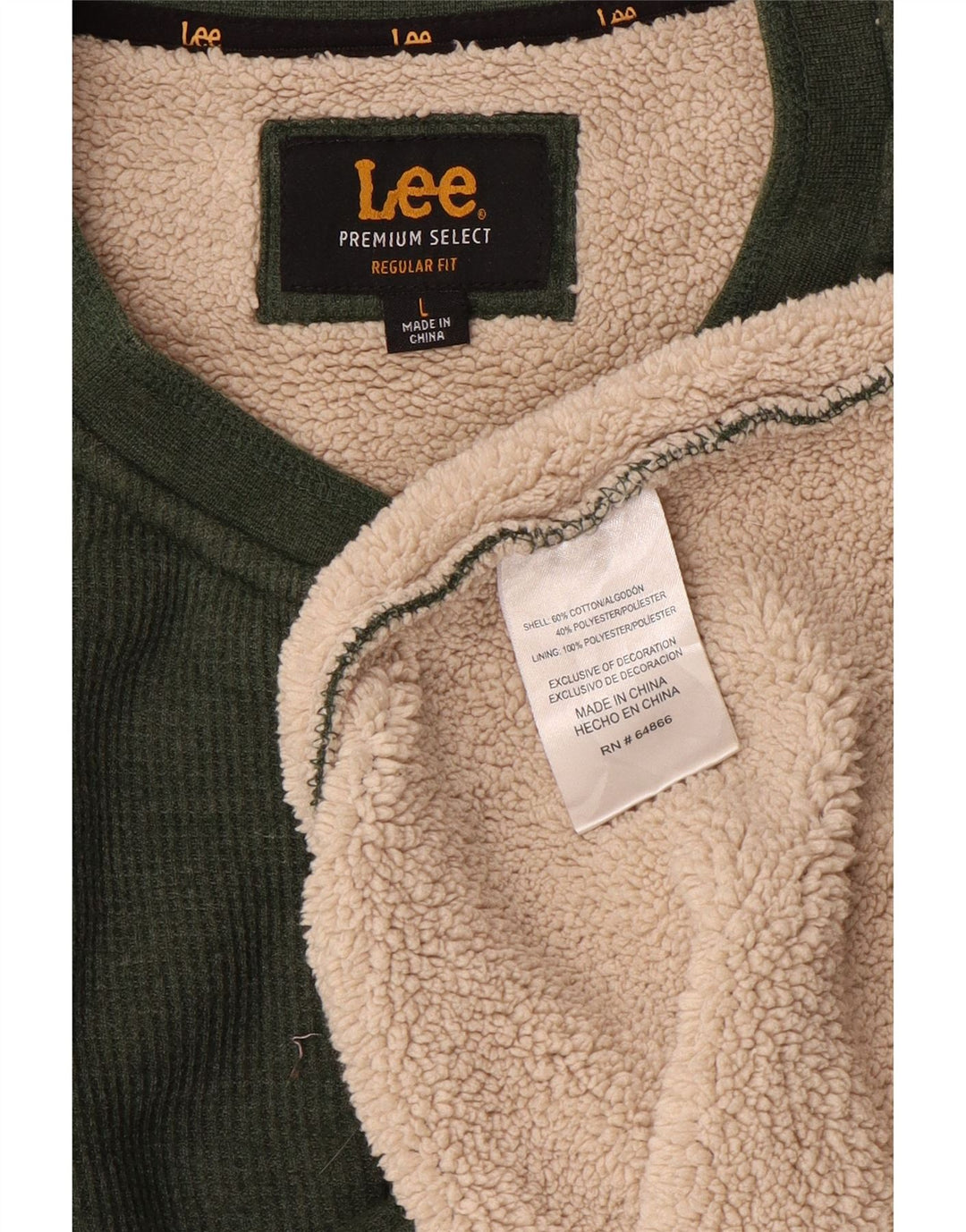 Lee Herre Regular Fit Sweatshirt Jumper Large Grøn Bomuld