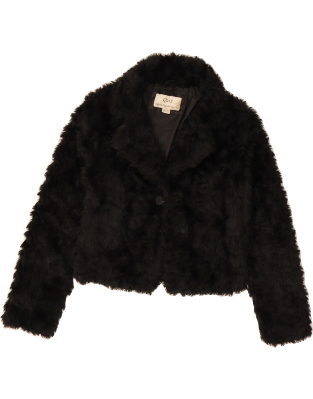 QUIZ Womens Oversized Faux Fur Coat UK 10 Small Black Modacryl Vintage Quiz and Second-Hand Quiz from Messina Hembry 
