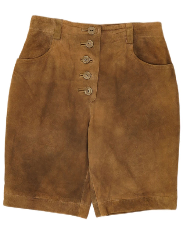 Vintage kvinders højtaljede ruskindshorts W30 mellembeige læder