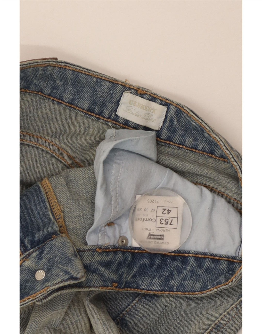 Carrera Dame Distressed Tapered Jeans IT 42 Medium W29 L29 Blå Bomuld