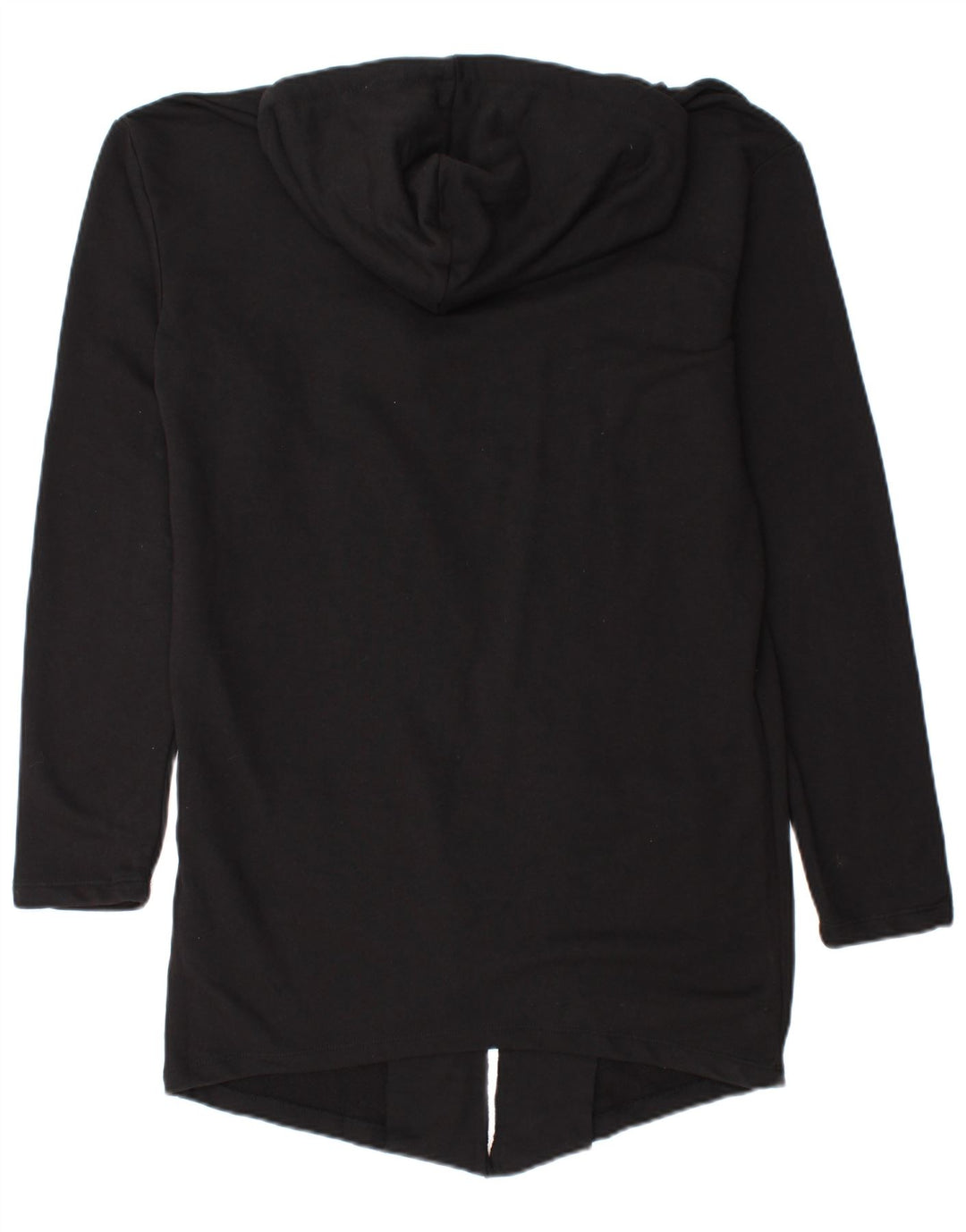 ZARA Dame Longline hættetrøje cardigan UK 10 Small Black Bomuld