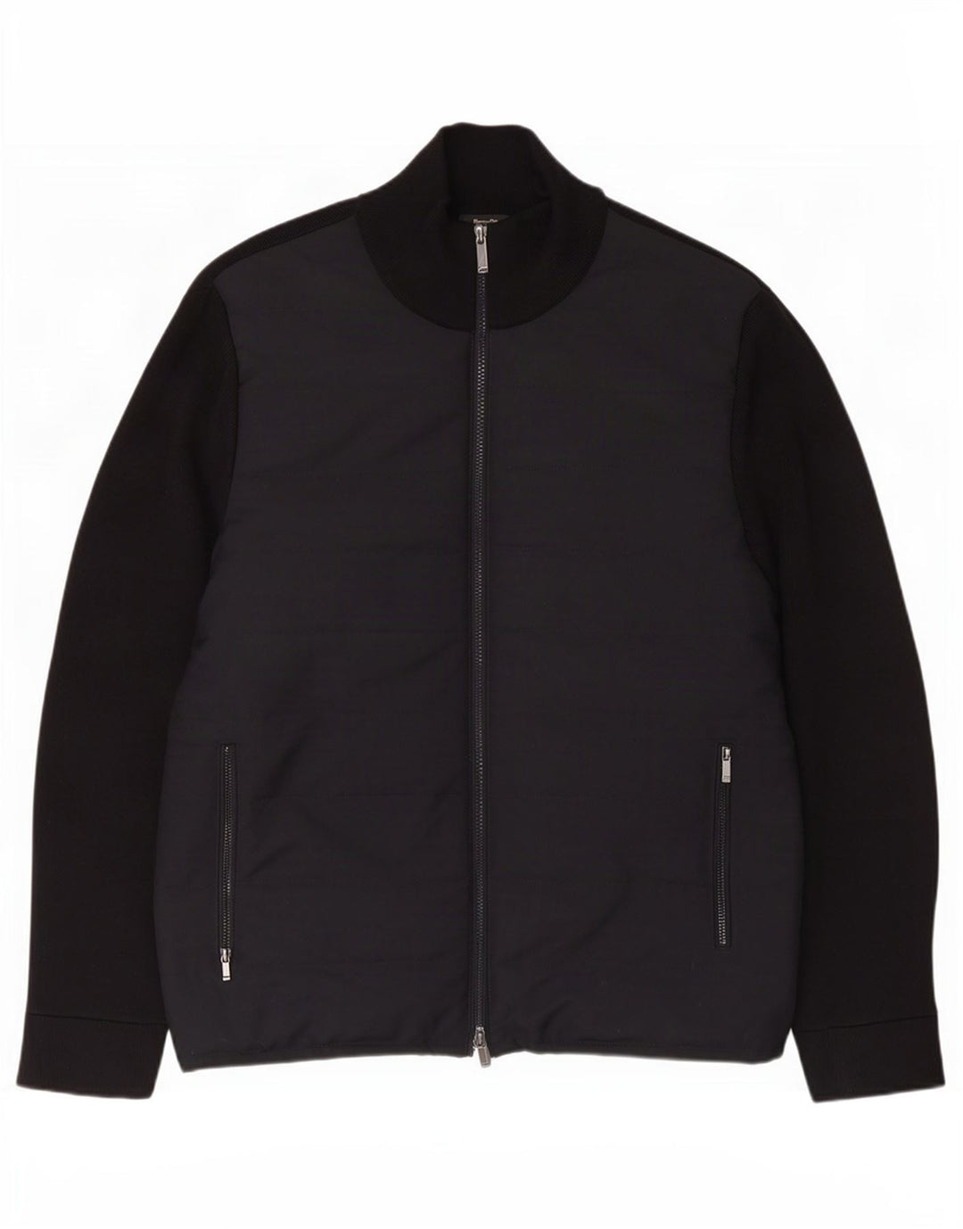 Massimo Dutti Herre Bomber Jacket UK 42 XL Sort Bomuld