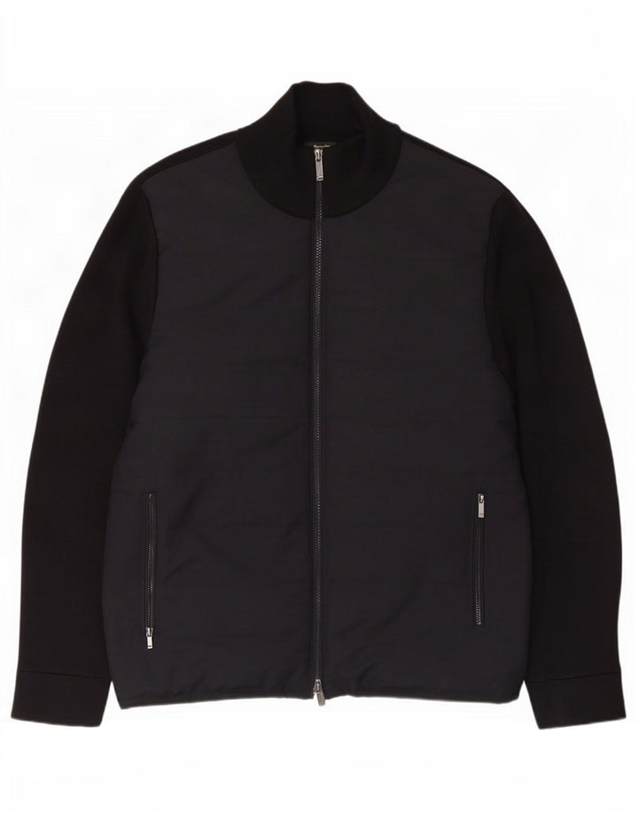Massimo Dutti Herre Bomber Jacket UK 42 XL Sort Bomuld