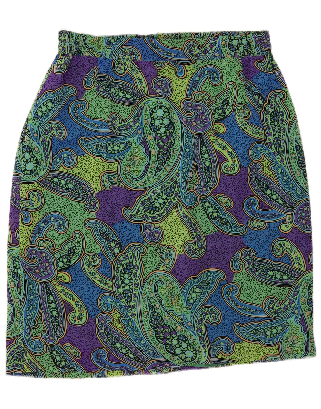 Vintage kvinders blyantnederdel IT 44 Medium W34 Grøn Paisley Polyester
