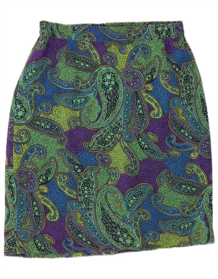 Vintage kvinders blyantnederdel IT 44 Medium W34 Grøn Paisley Polyester