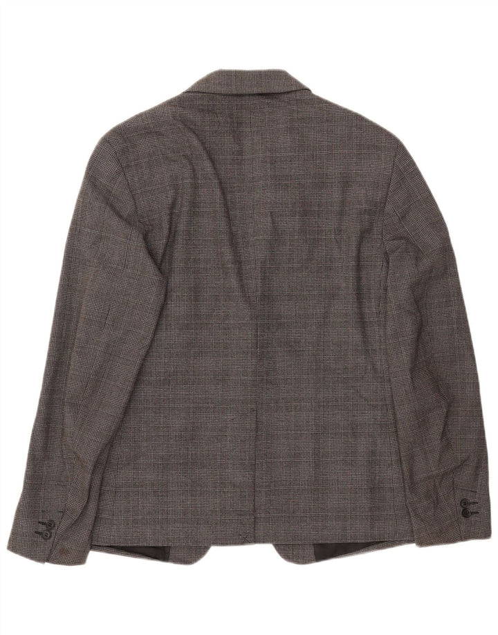 ZARA Blazerjakke til mænd med 1 knap EU 50 Medium Grå Houndstooth Polyester
