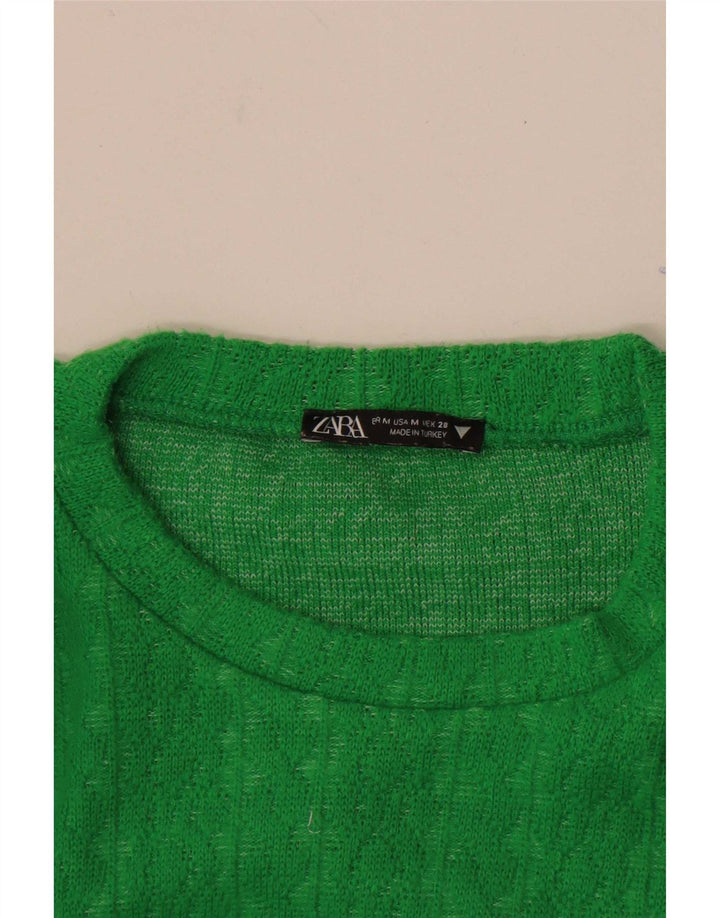 Zara Womens Crop Top Langærmet UK 12 Medium Green