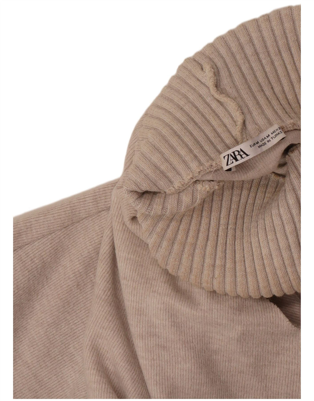Zara Dame Roll Neck Vest Top UK 12 Medium Beige