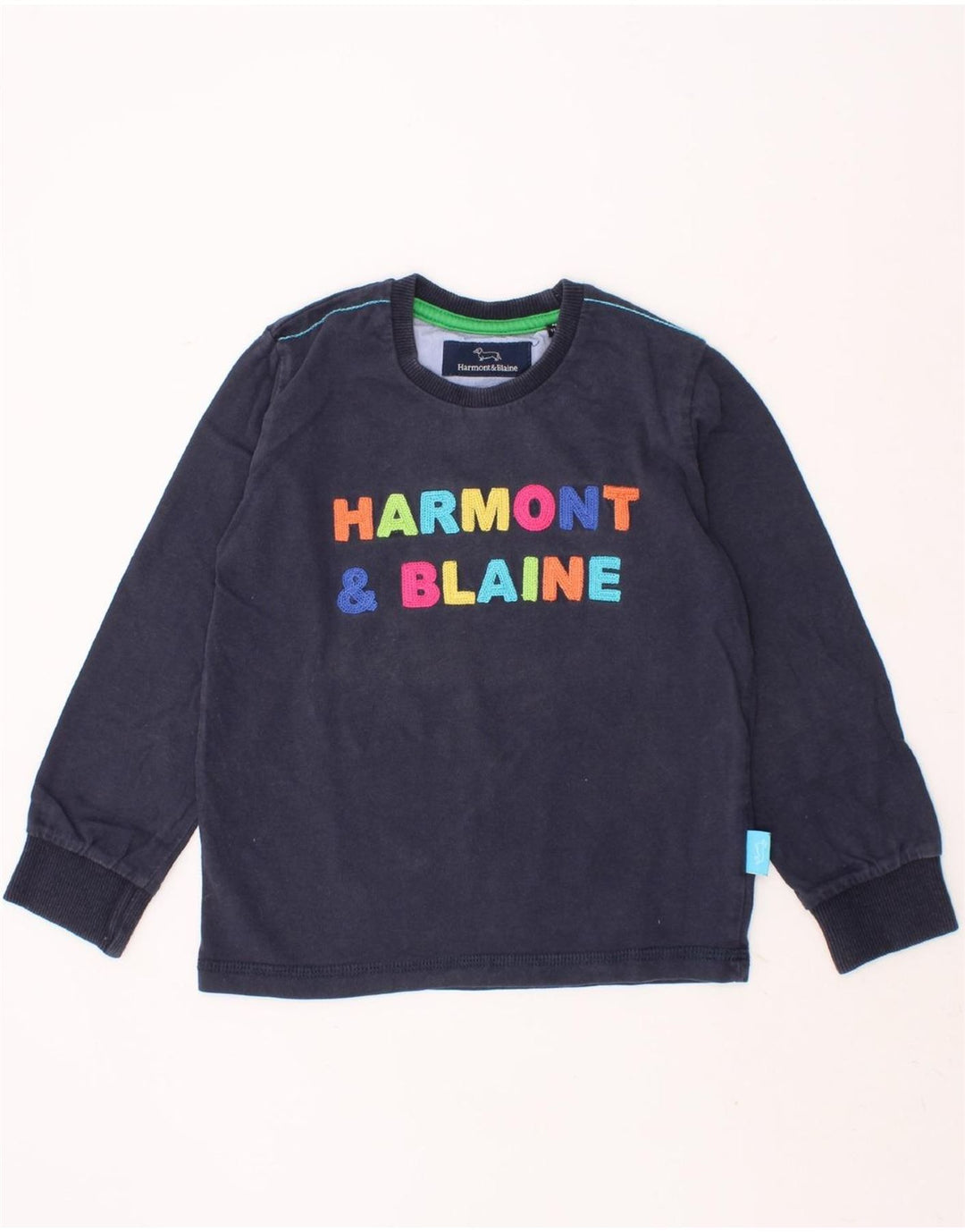 HARMONT & BLAINE Boys Graphic Sweatshirt Jumper 3-4 Years Navy Blue Cotton Vintage Harmont & Blaine and Second-Hand Harmont & Blaine from Messina Hembry 