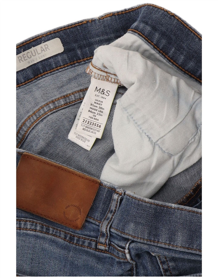 Marks & Spencer Herre Regular Straight Jeans W36 L33 Blue Cotton