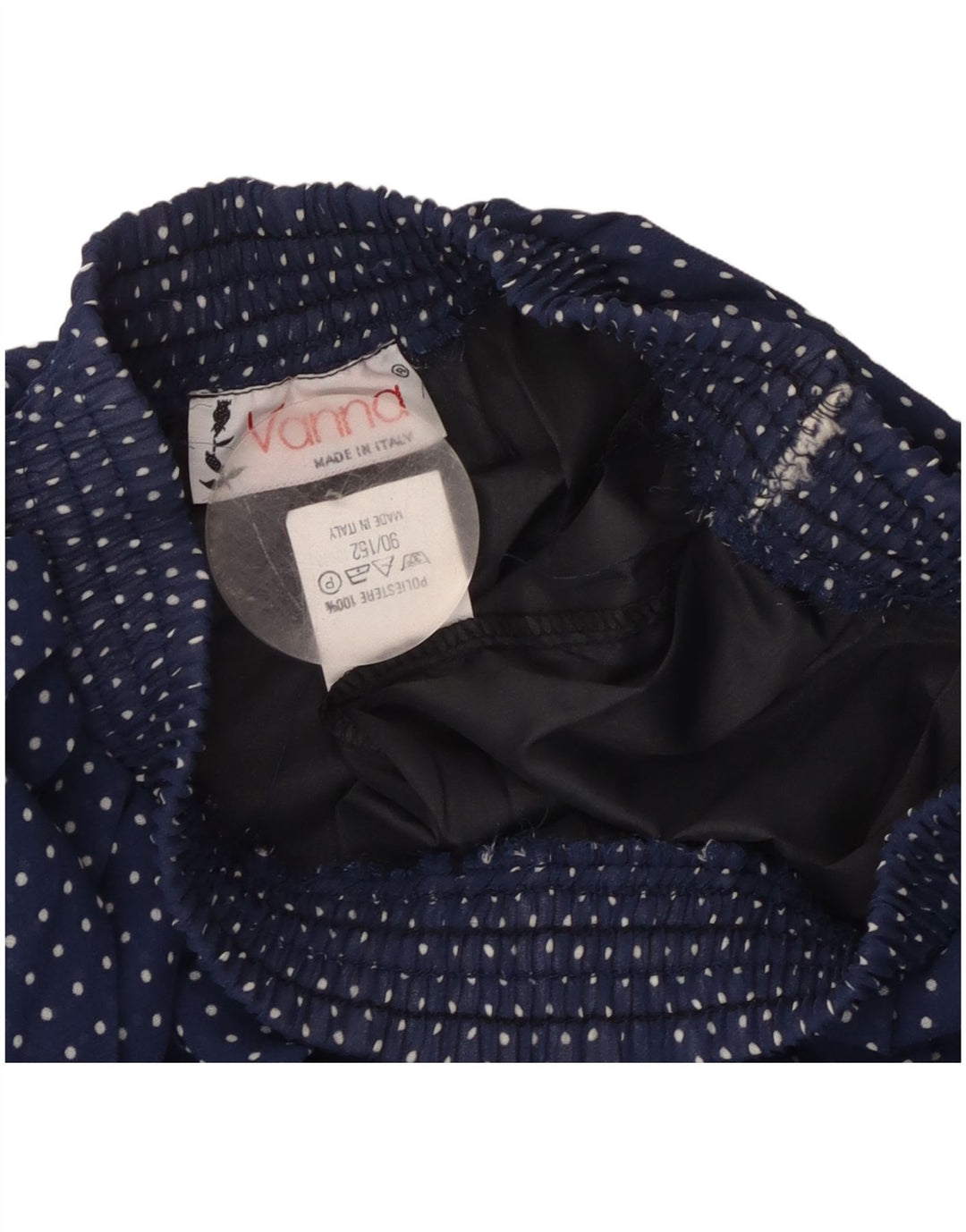 Vintage plisseret nederdel til kvinder W26 Lille marineblå polka Dot polyester