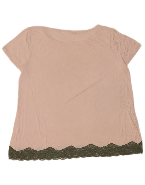 Benetton Dame T-Shirt Top UK 14 Large Pink Floral