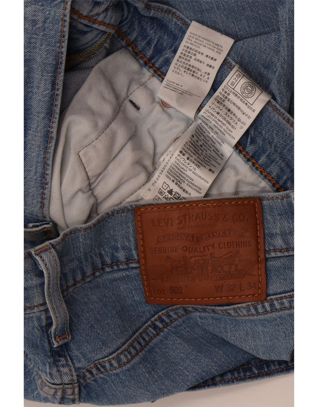 Levi's Herre 502 tilspidsede jeans W32 L28 blå bomuld