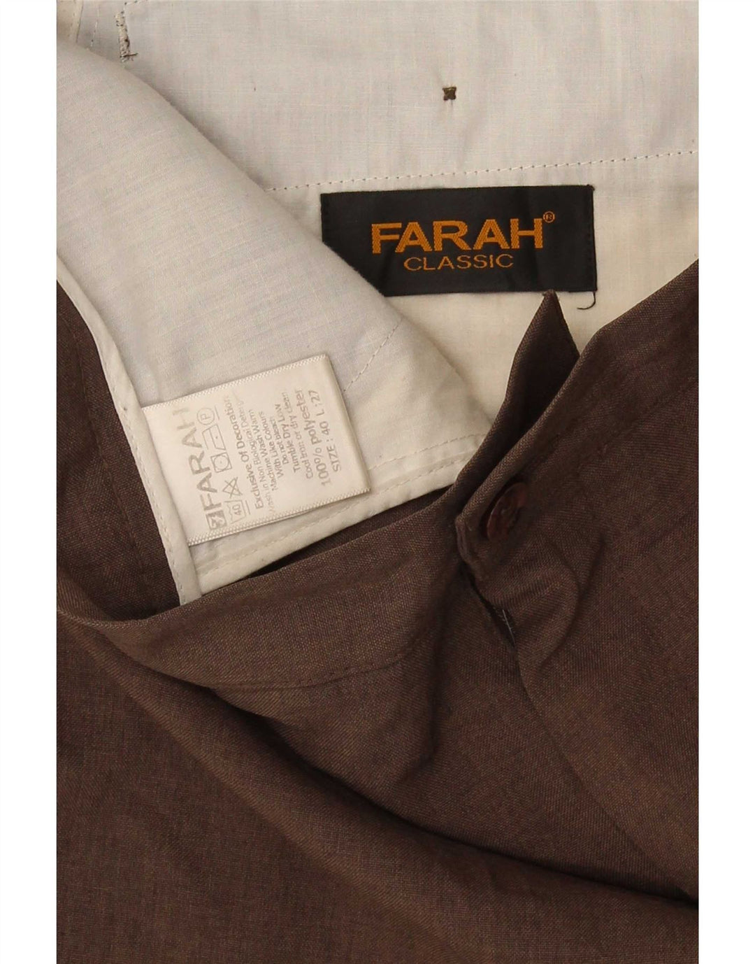 Farah Straight Casual Bukser til mænd W40 L27 brun polyester