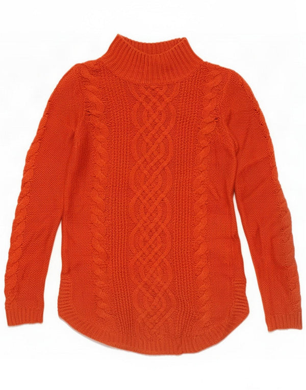 Oasis Womens Turtle Neck Jumper Sweater UK 6 XS Orange Polyacrylic