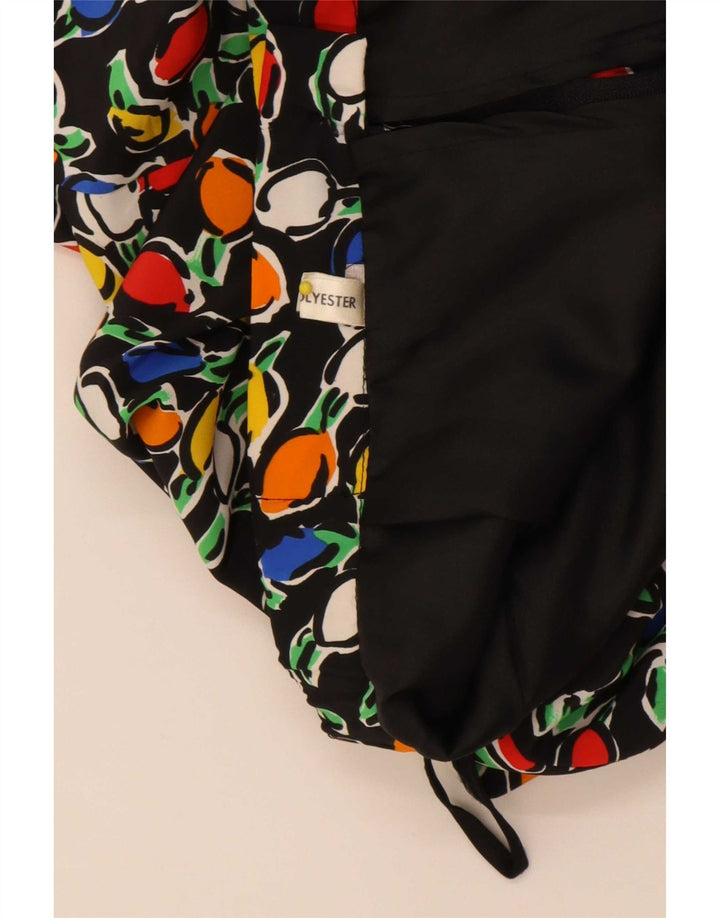 Vintage Midi-nederdel til kvinder W30 Medium Black Floral Polyester