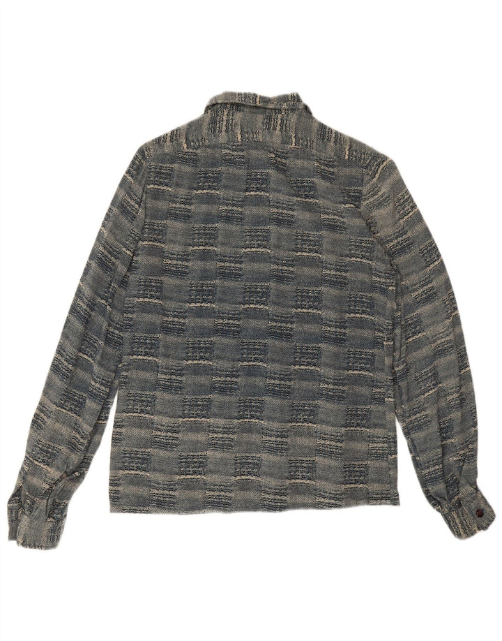 Vintage dameskjorte UK 12 Medium Blue Geometric