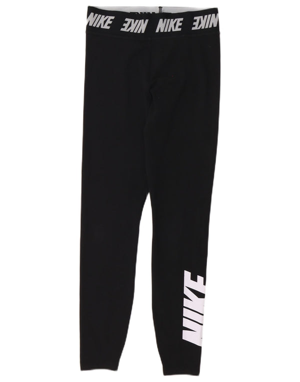 Nike Dame Grafiske Leggings UK 8 Small Black Bomuld