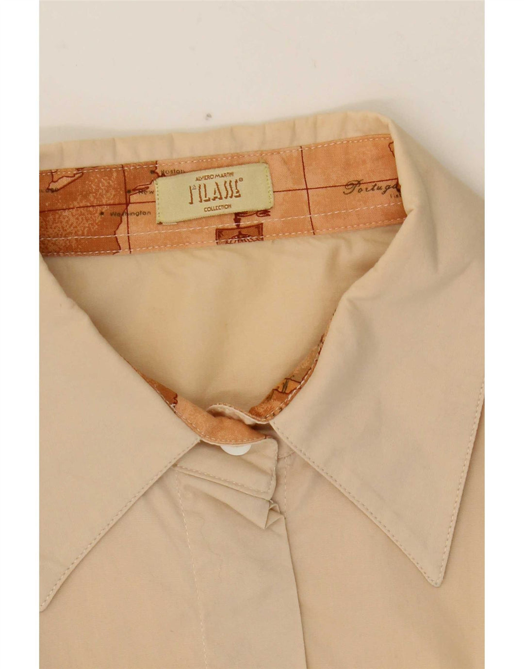 ALVIERO MARTINI Dameskjorte UK 16 Stor Beige Bomuld