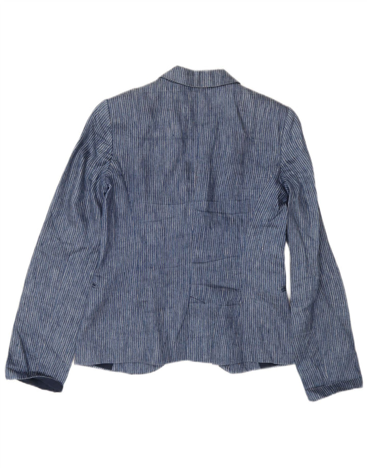 Zara Dame 1 Knap Blazer Jacket UK 6 XS Blå Nålestribet Polyester
