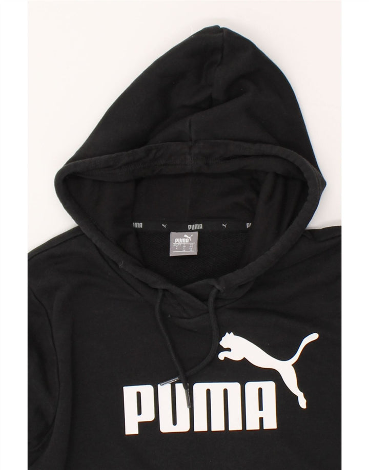 PUMA Mens Graphic Hoodie Jumper UK 10 Small  Black Vintage Puma and Second-Hand Puma from Messina Hembry 