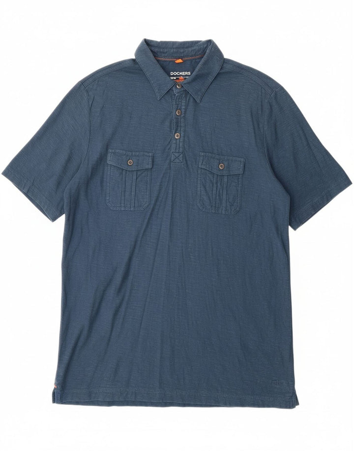 DOCKERS Mens Polo Shirt Large Navy Blue Cotton