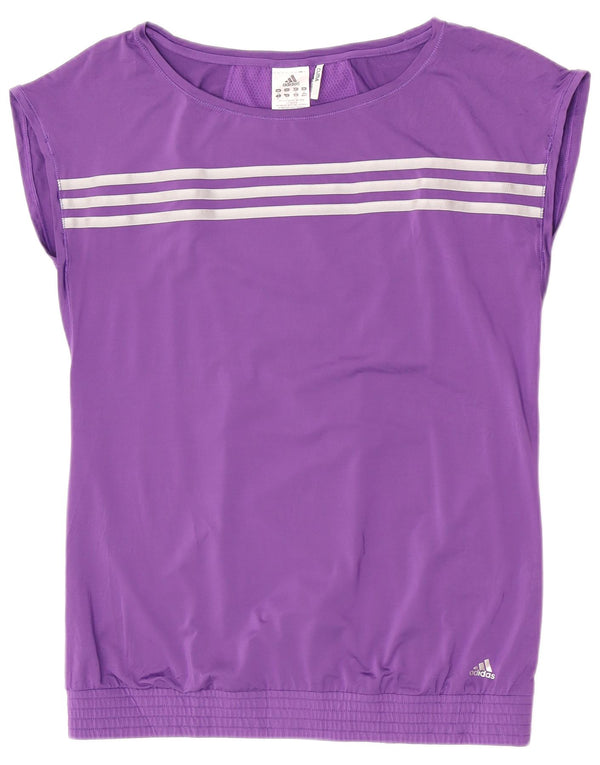 Adidas Dame Grafisk T-Shirt Top UK 16 Large Purple Polyester Sports