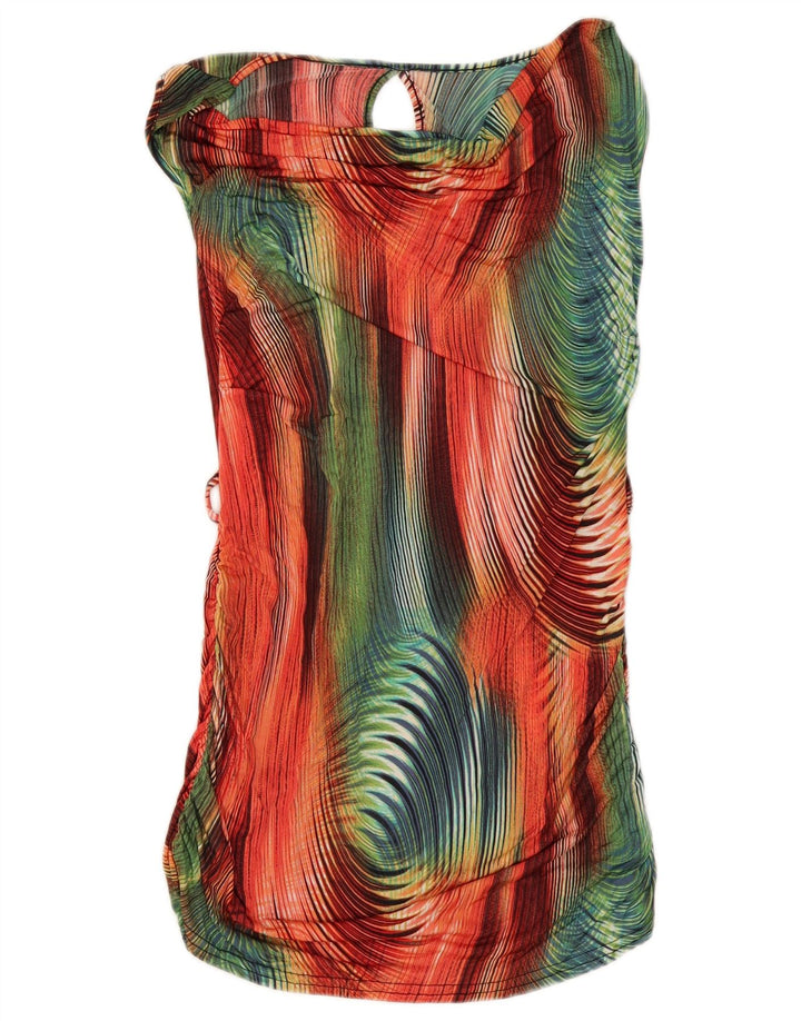 Vintage kvinders abstrakt mønster basiskjole UK 8 Lille flerfarvet