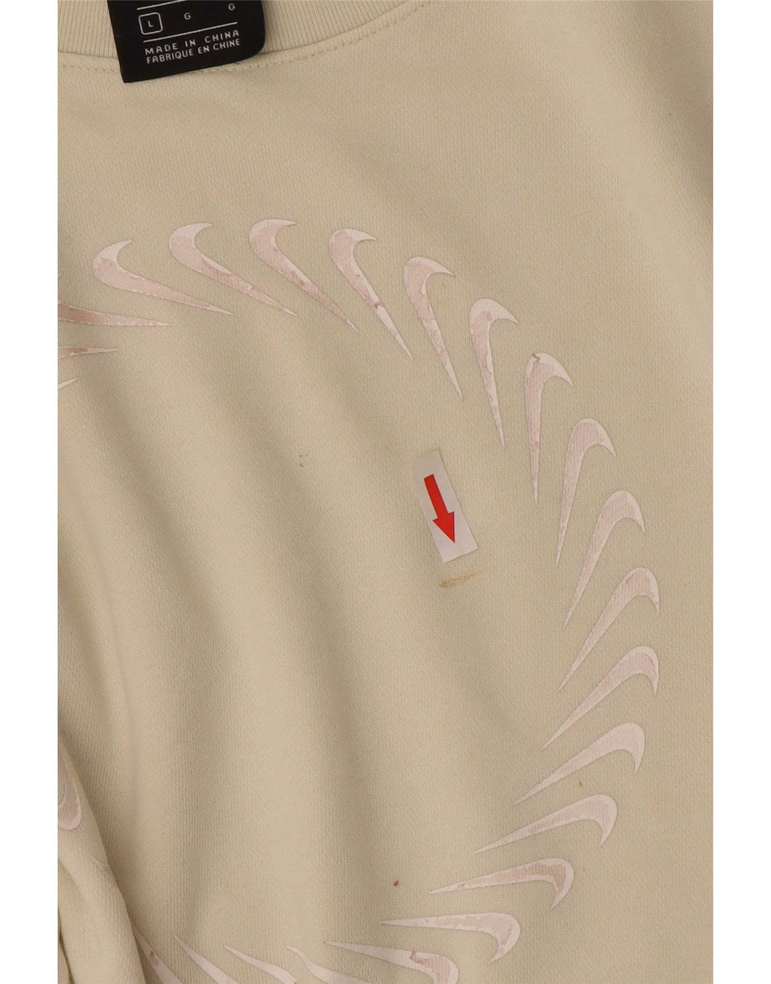 Nike Dame Grafisk Oversized Sweatshirt Jumper UK 16 Stor Beige Bomuld
