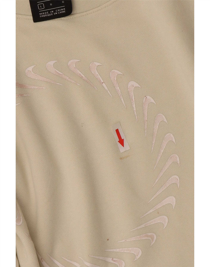 Nike Dame Grafisk Oversized Sweatshirt Jumper UK 16 Stor Beige Bomuld
