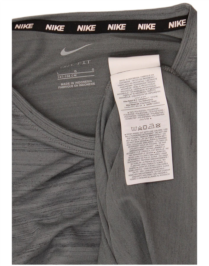 NIKE Dri Fit T-shirt top 12-13 år, stor grå stribet polyester